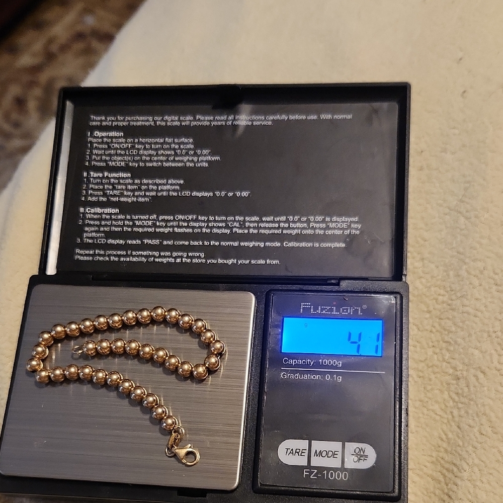 14k Gold Beaded Bracelet 4 Grams